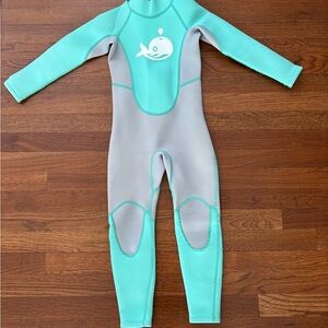Kids Aqua and Gray Wetsuit with Whale Logo